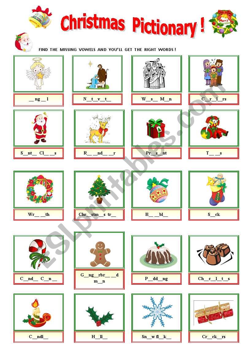MY CHRISTMAS PICTIONARY - ESL worksheet by Krysstl