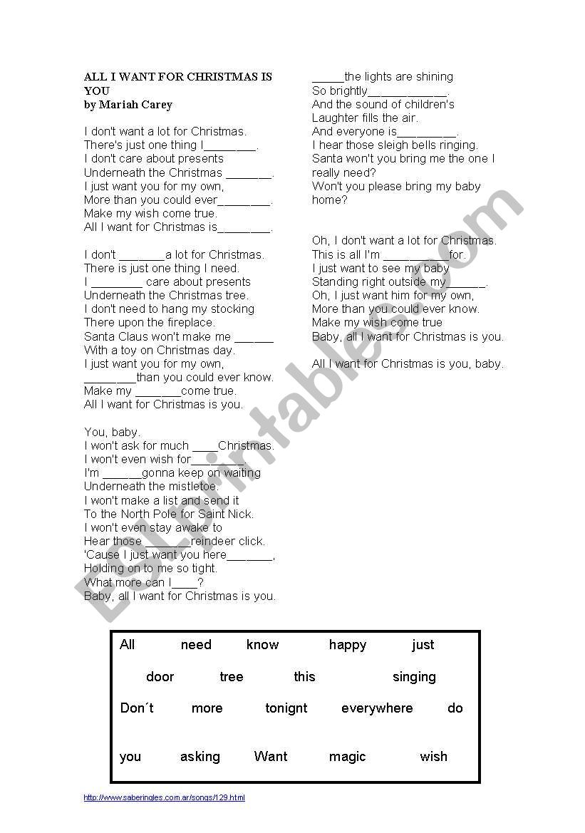 carol worksheet