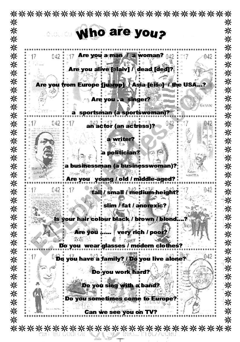 Who are you? worksheet