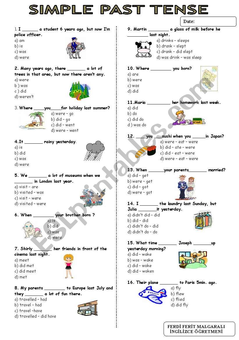 past tense worksheet