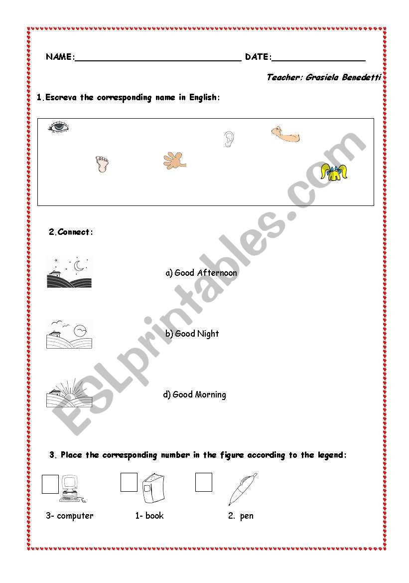 KIDS TEST PART I worksheet