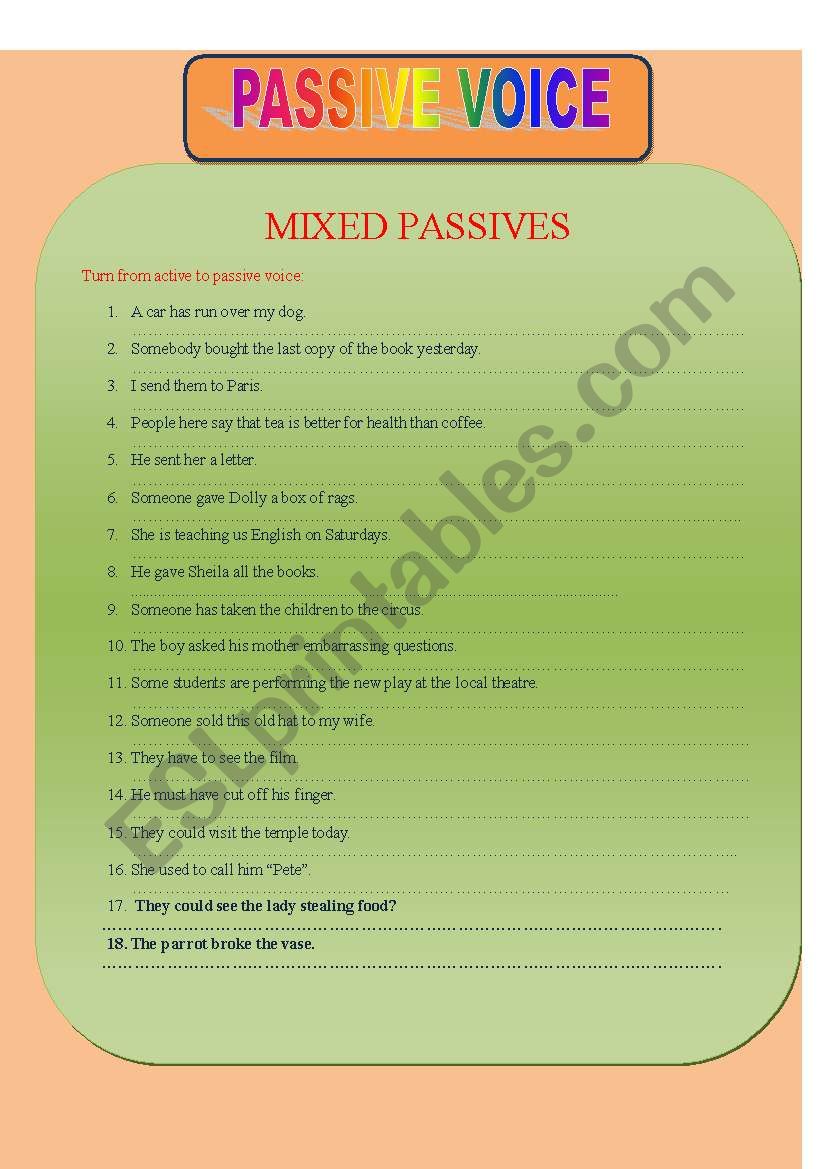 Passive Voice worksheet