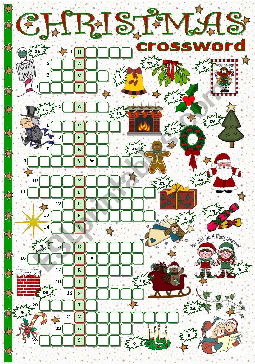 Christmas crossword - ESL worksheet by Tecus