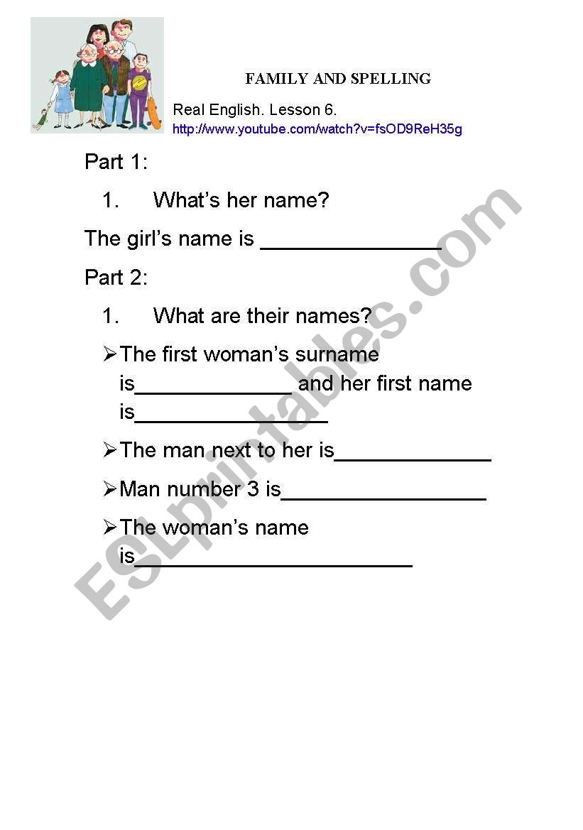family and friends worksheet