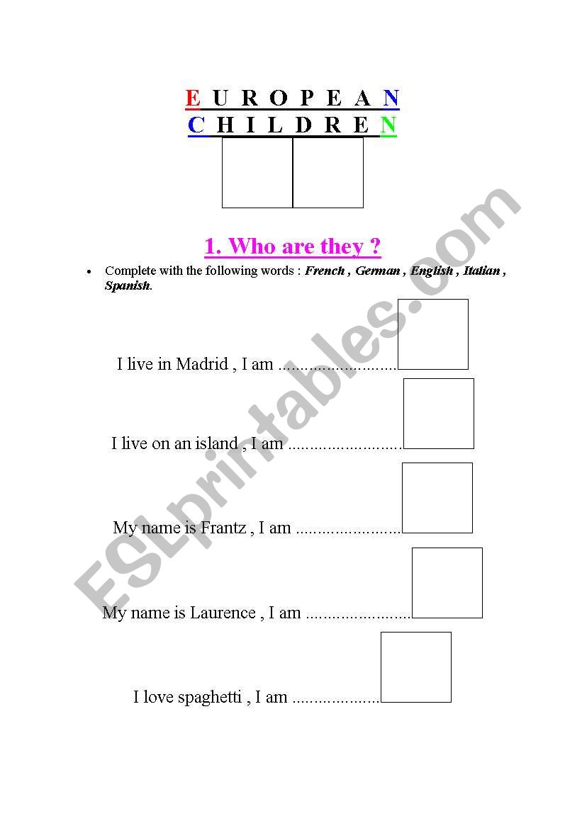 European children  worksheet