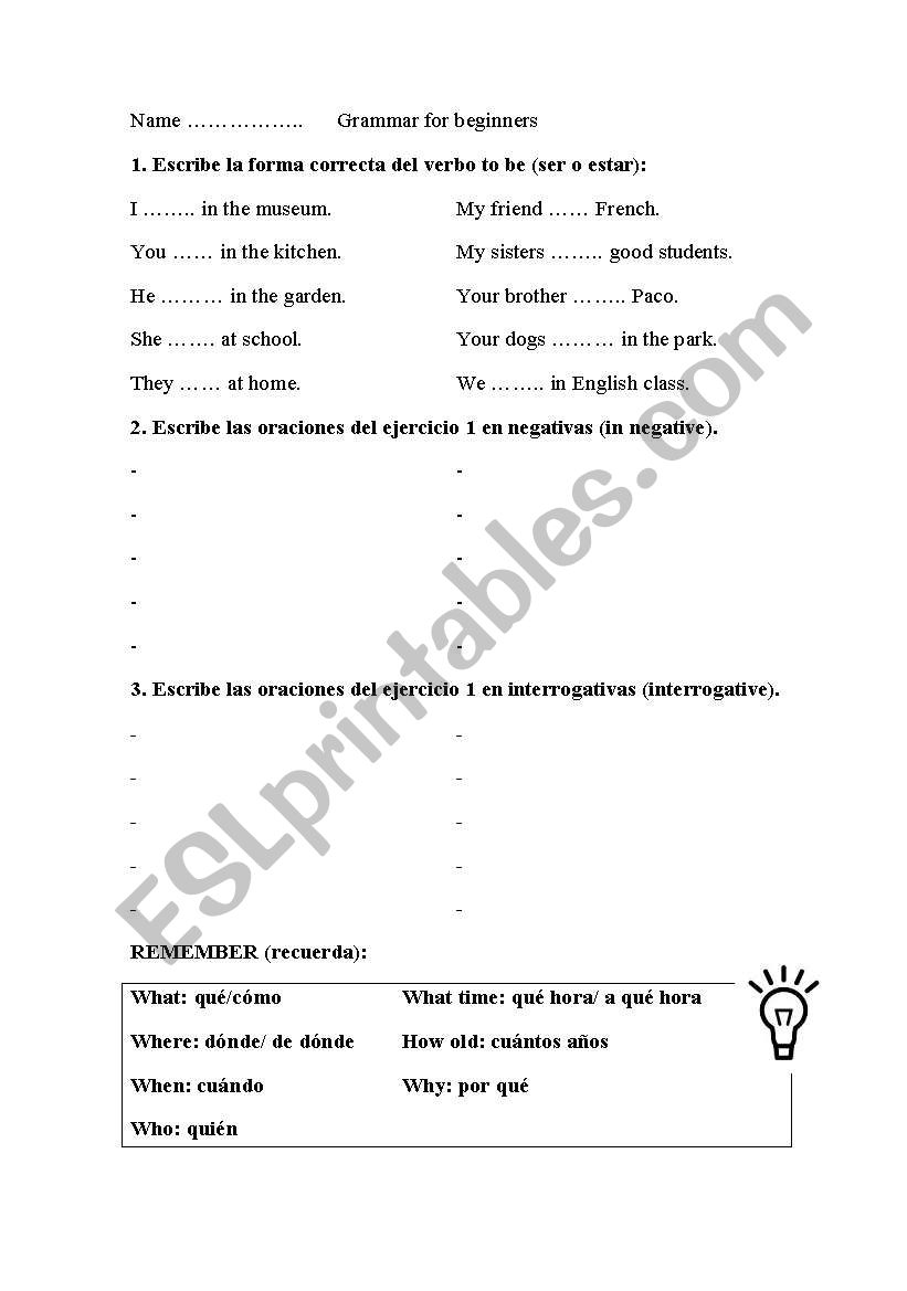 to be worksheet