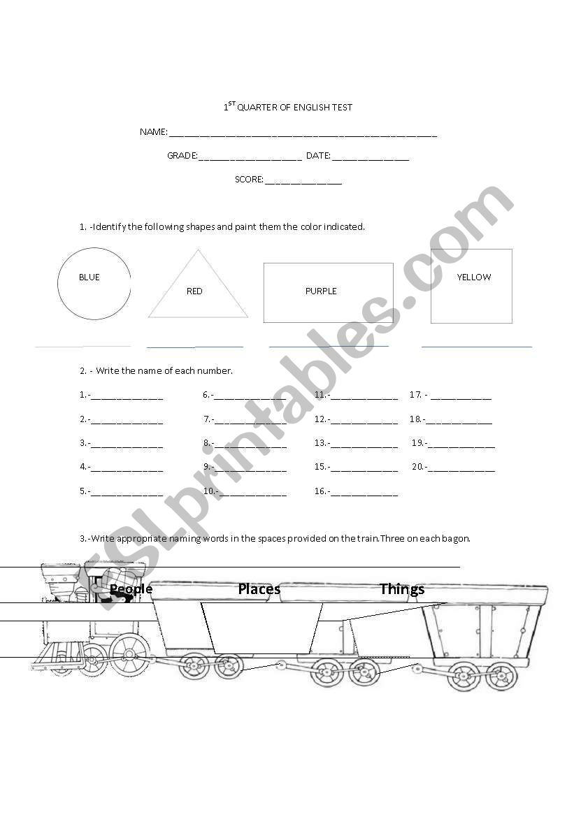 people ,places and things worksheet
