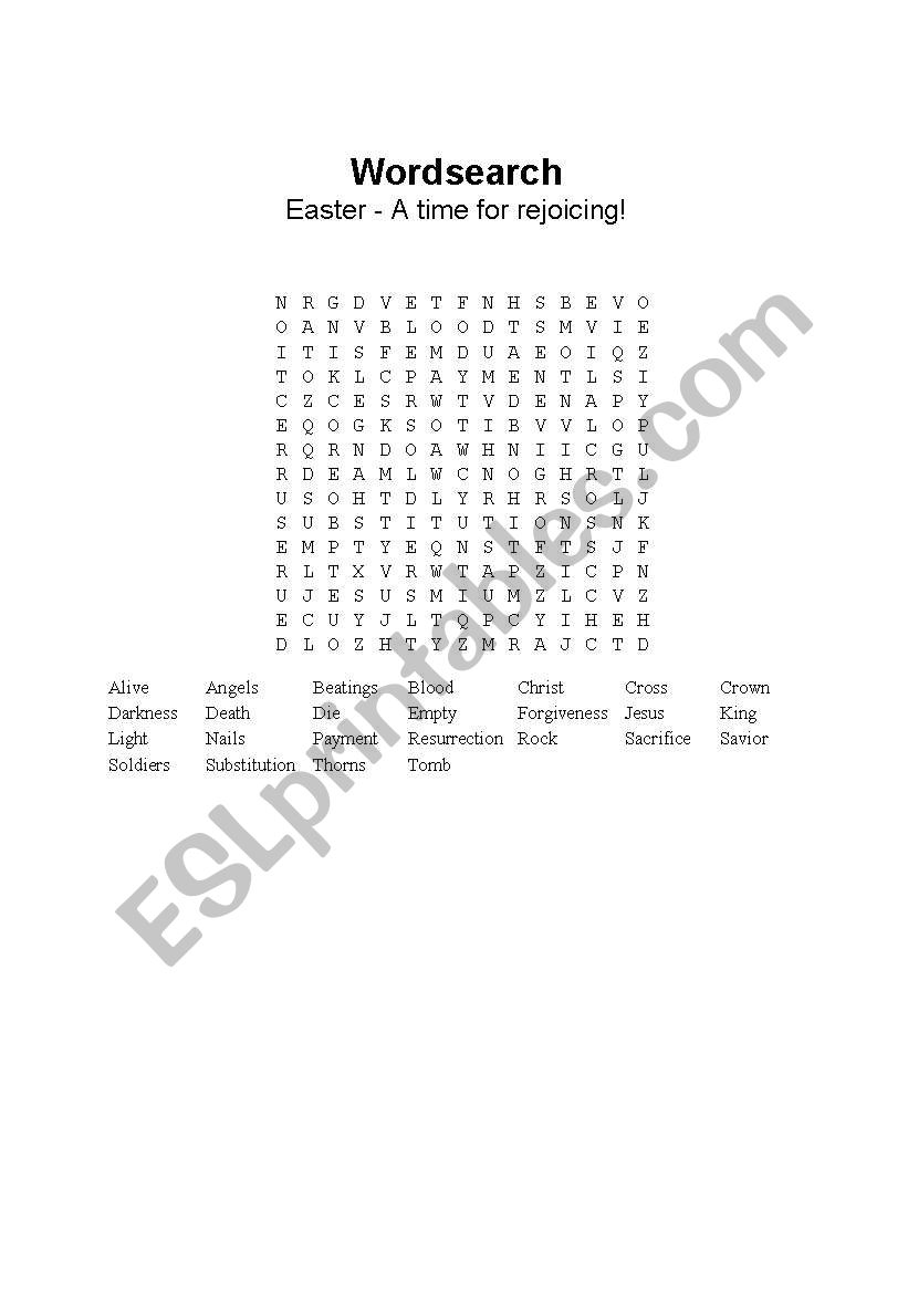 Wordsearch worksheet