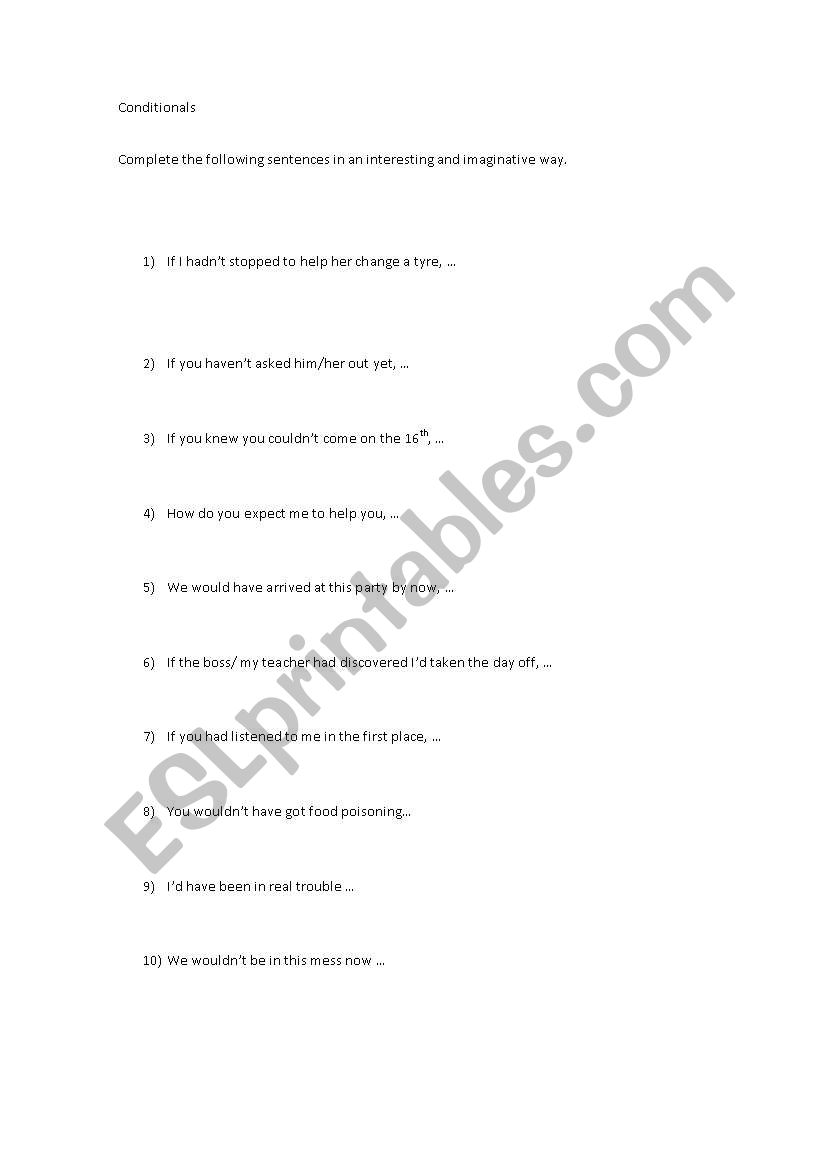 Mixed Conditional Practice worksheet