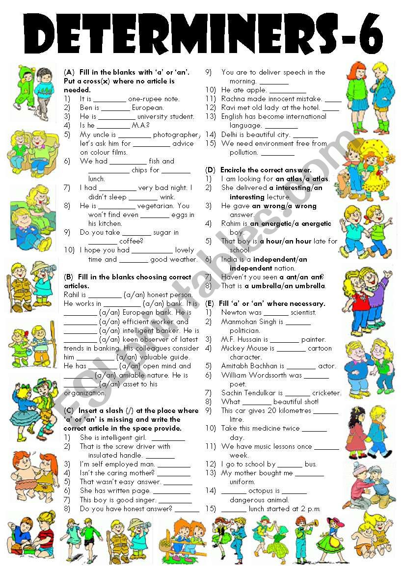 Exercises On ´a´ And ´an´ Editable With Key Esl Worksheet By Vikral 7830