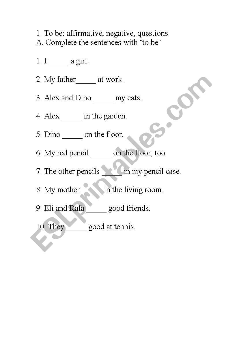 Verb to be  worksheet