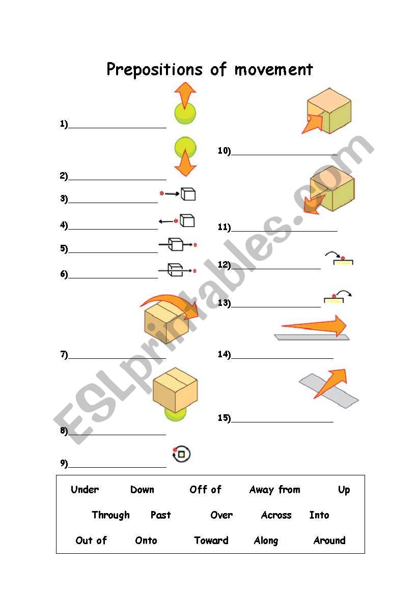 Prepositions of Movement worksheet