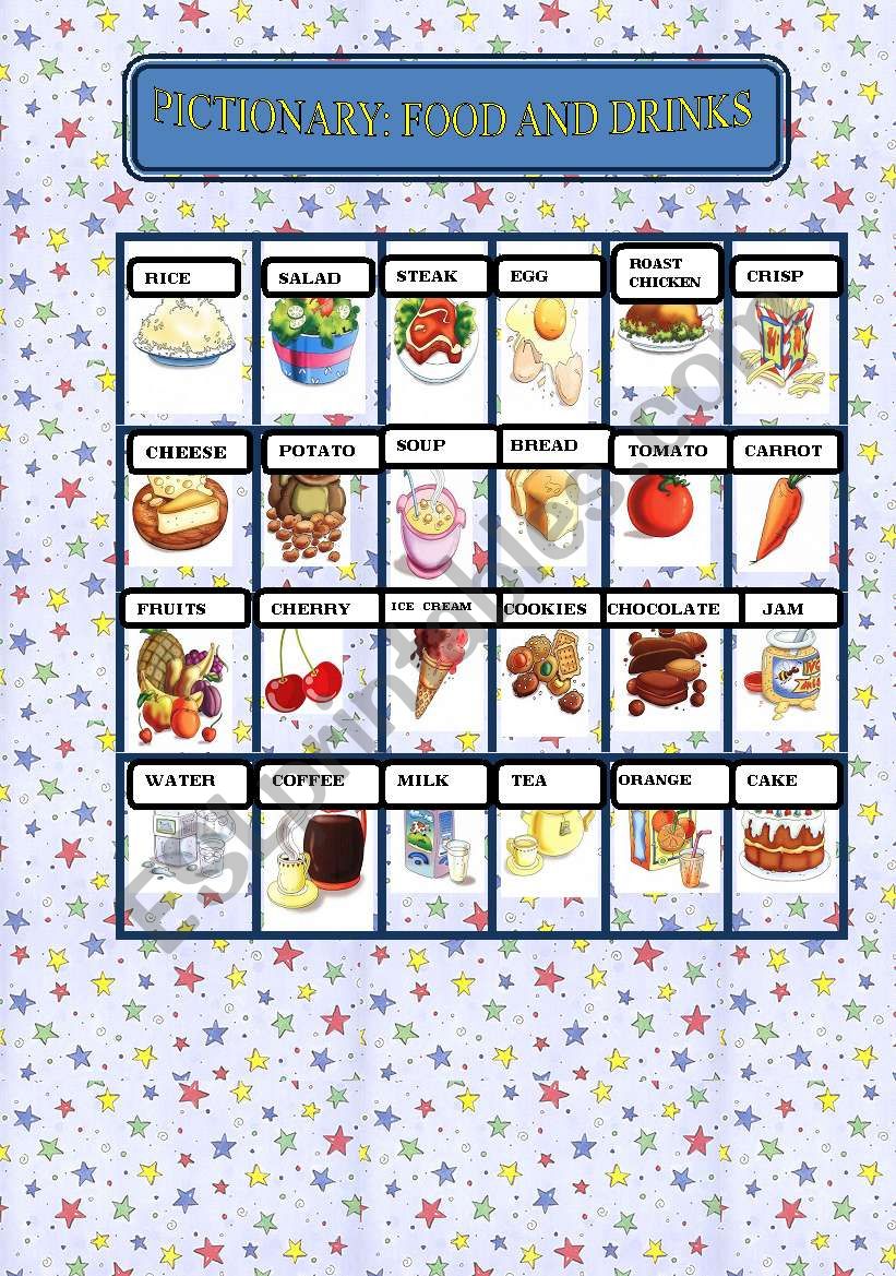 PICTURENARY -FOOD AND DRINKS worksheet