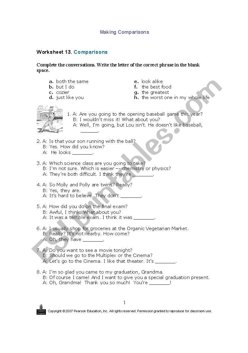 comparatives worksheet