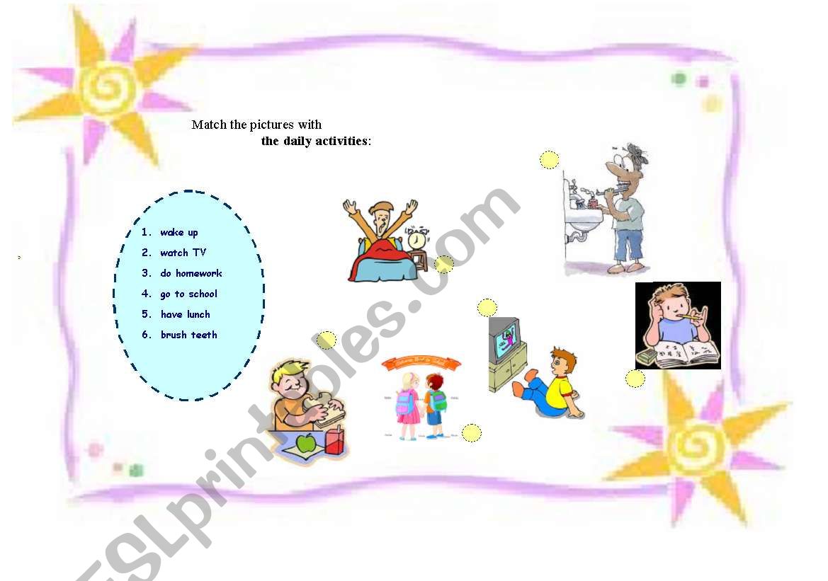 Daily activities worksheet