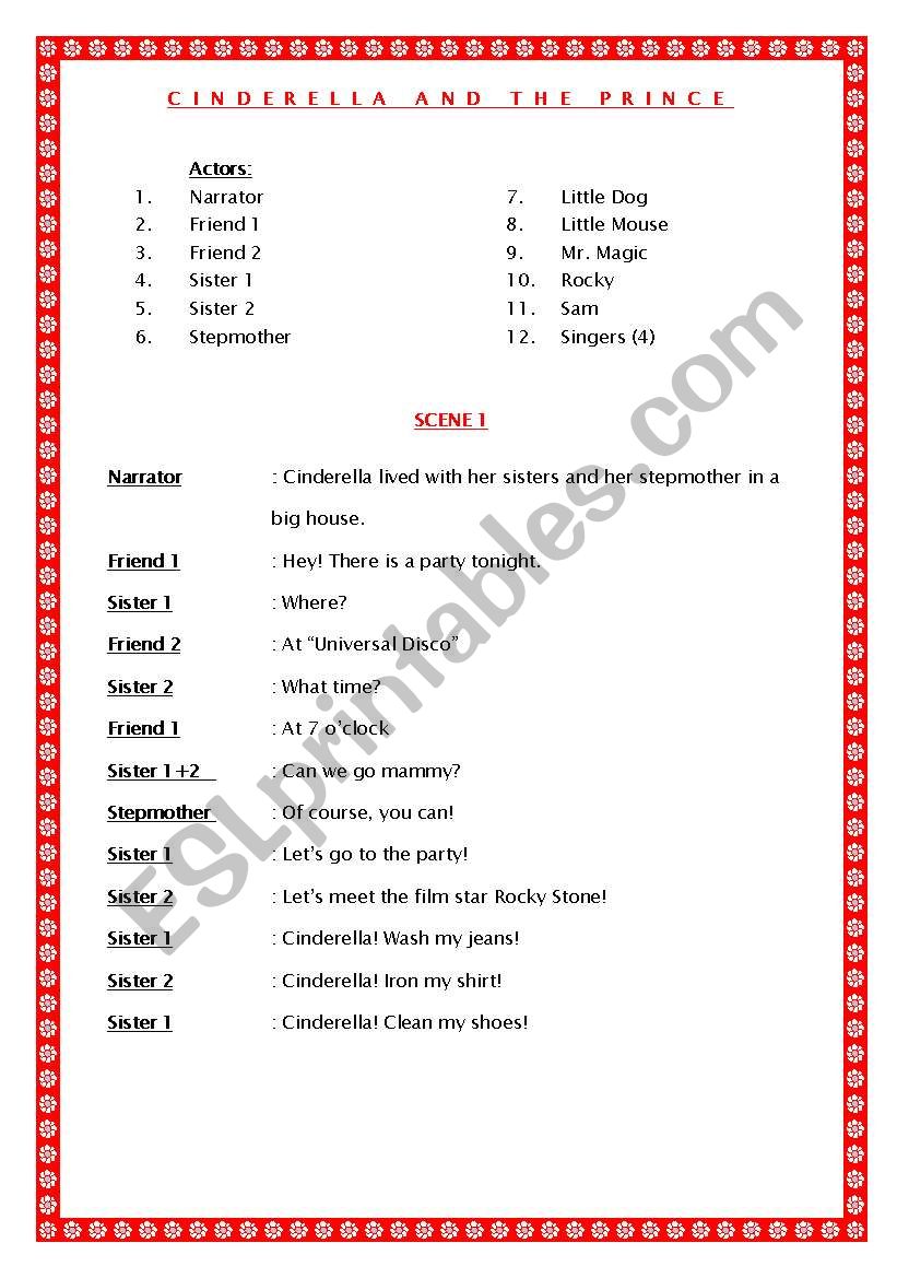 Cinderella and the Prince worksheet