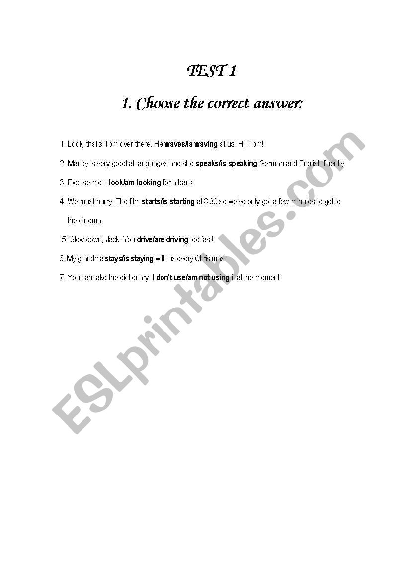  Present Simple/Continuous worksheet