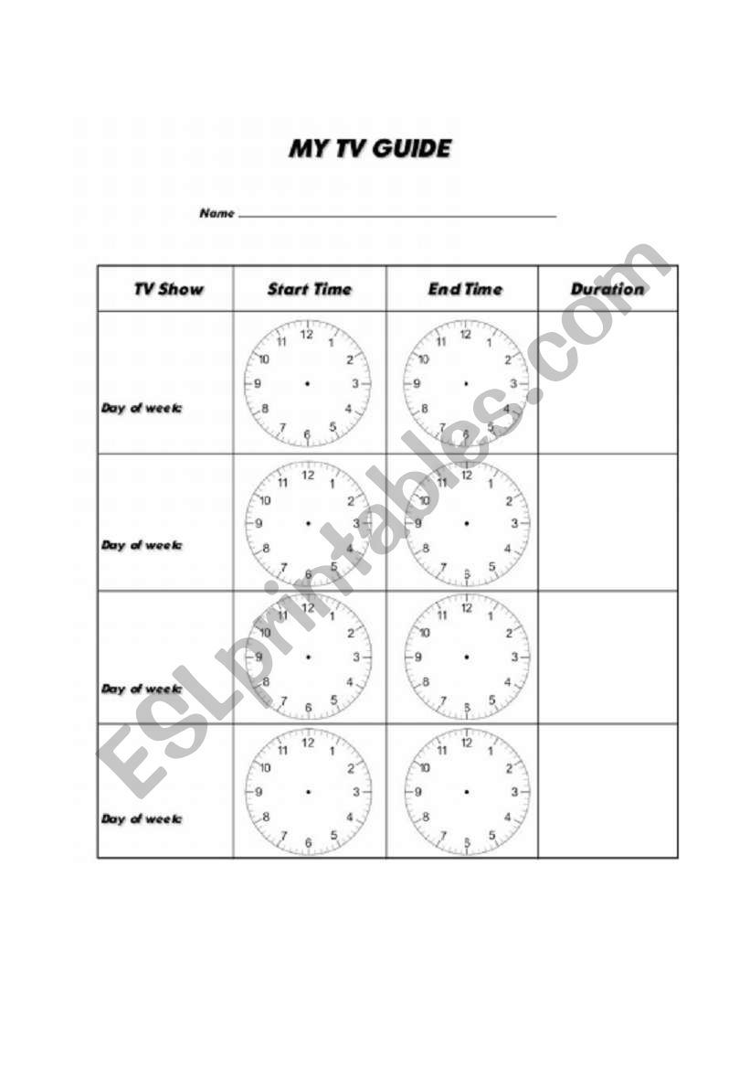 Learning the time worksheet