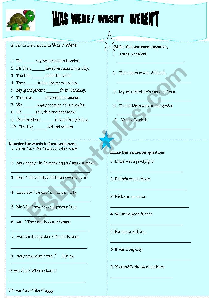 WAS / WERE / WASN´T / WEREN´T - ESL Worksheet By Kramnik2010