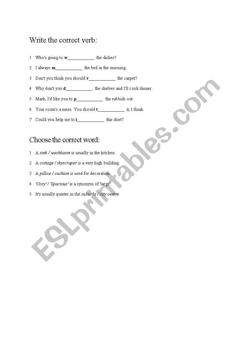 verbs worksheet