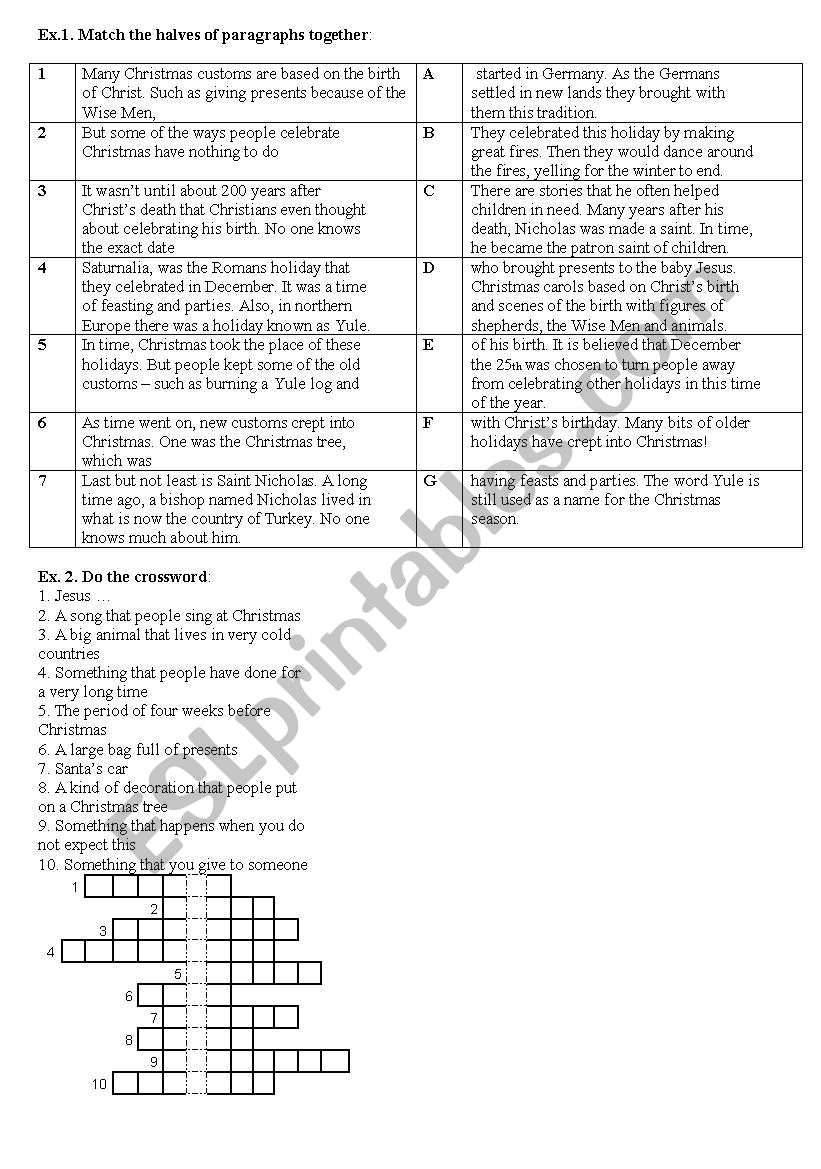 Cristmas activities worksheet