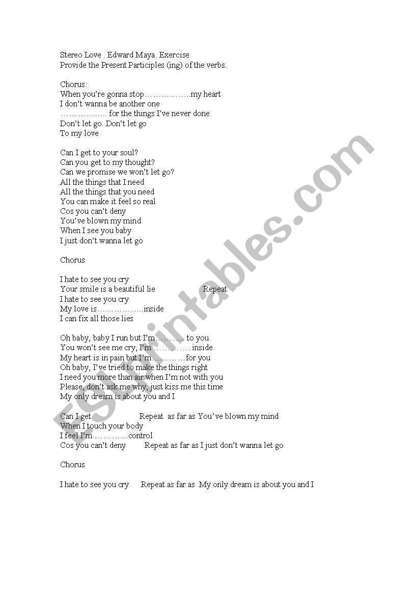 Stereo Love.  worksheet