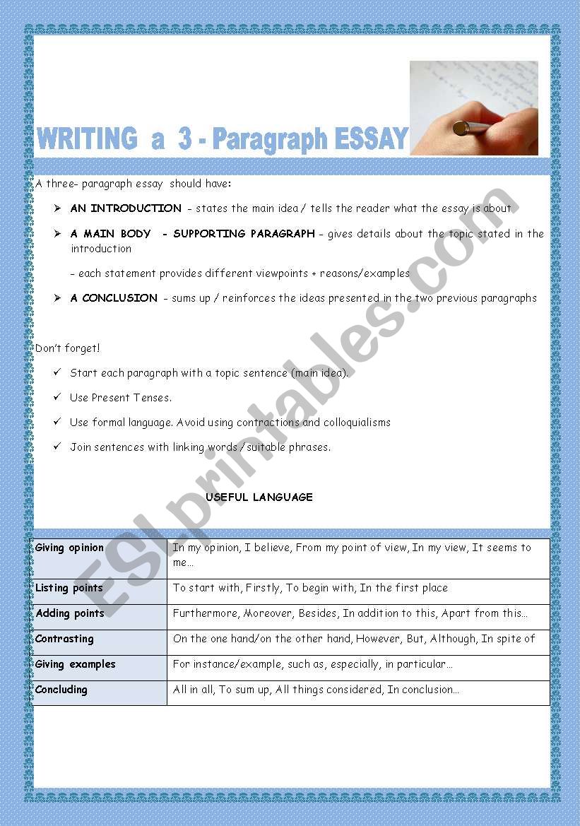 how to write essay 3 paragraph