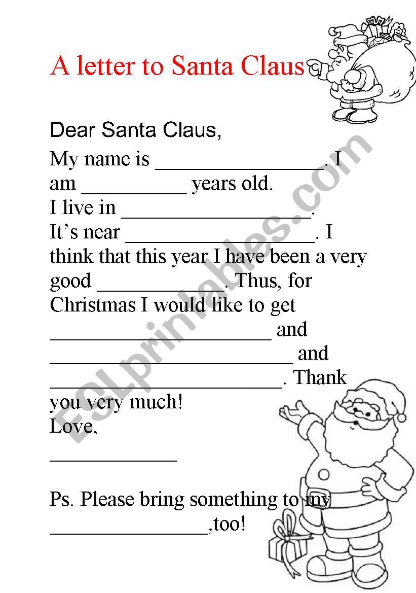 A Letter To Santa Claus ESL Worksheet By Sylwiasylwia