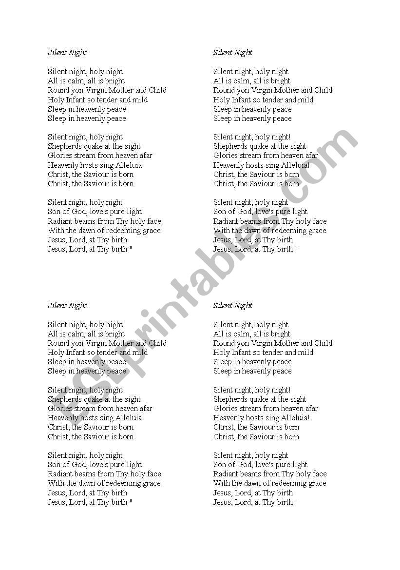 Silent Night - lyrics worksheet