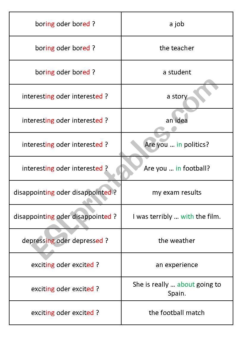 Boring or bored? worksheet