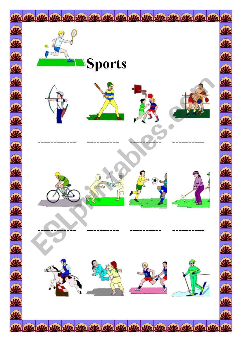 sports worksheet