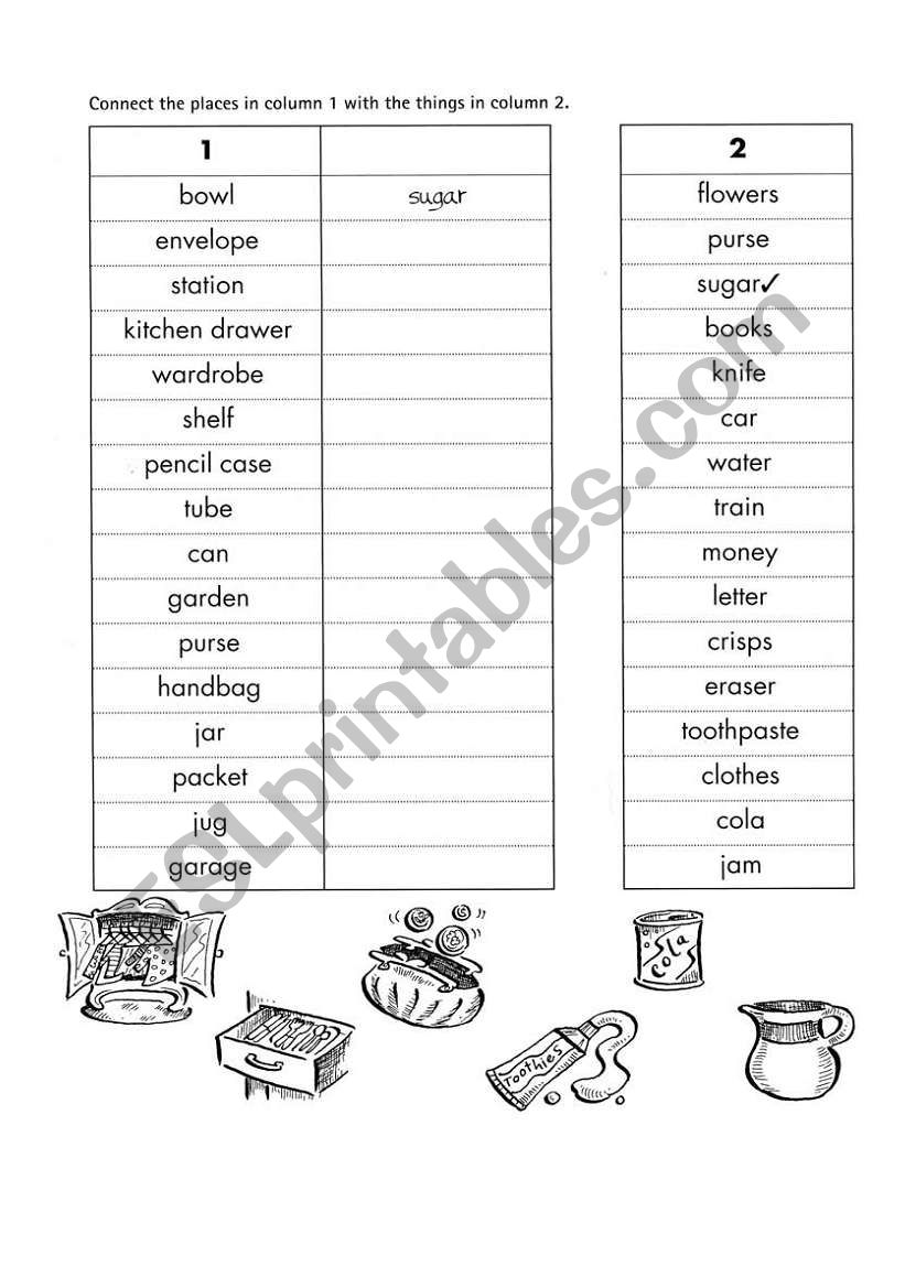 whats in where?  worksheet