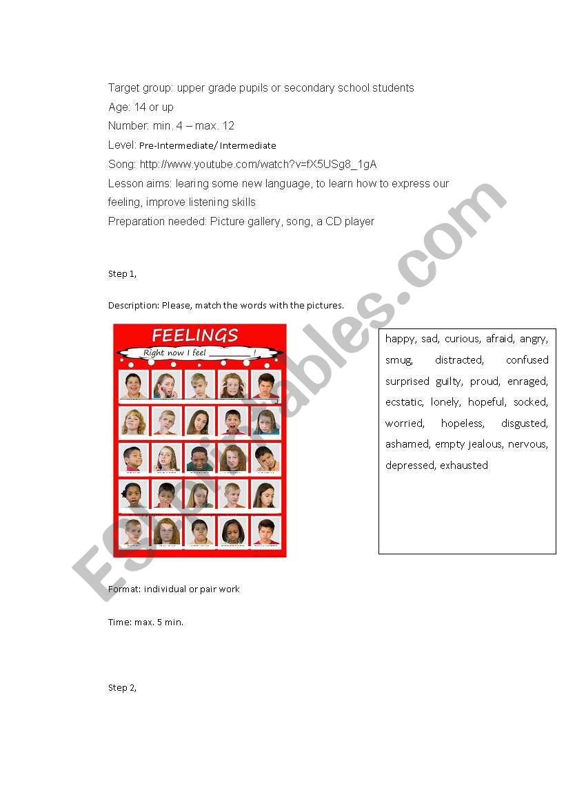 Expressing feelings worksheet