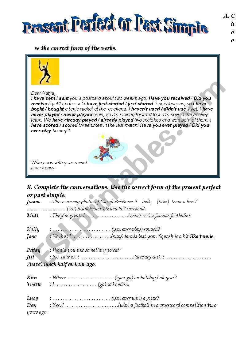 Present Perfect & Past Simple worksheet