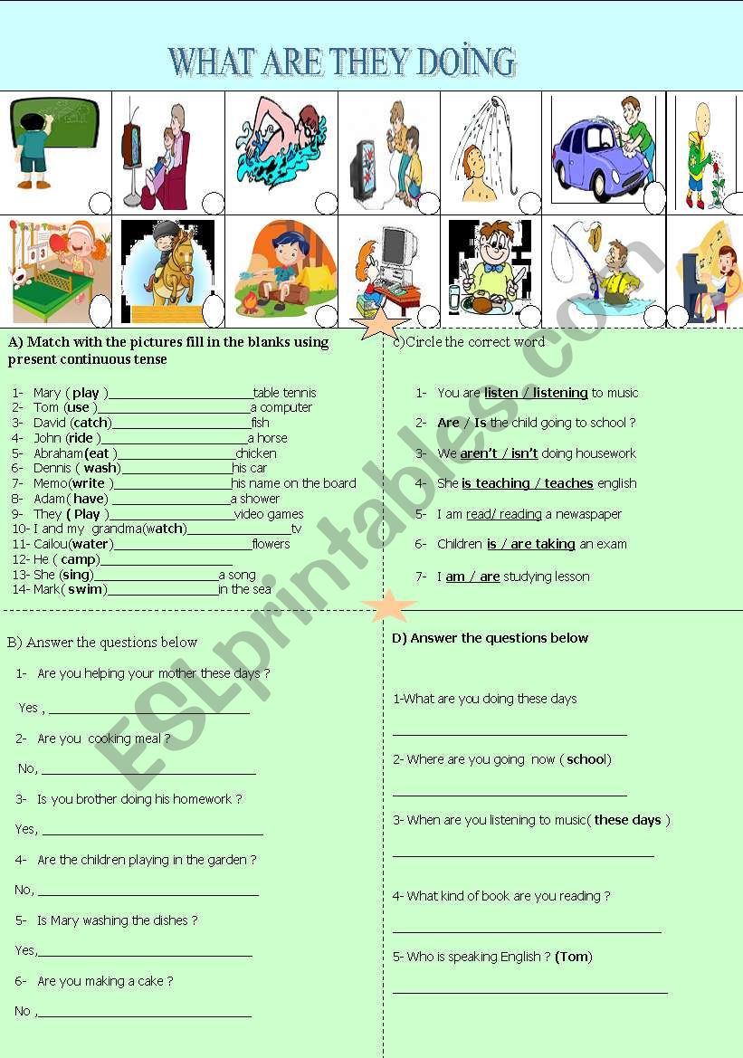 PRESENT CONTNUOUS TENSE worksheet