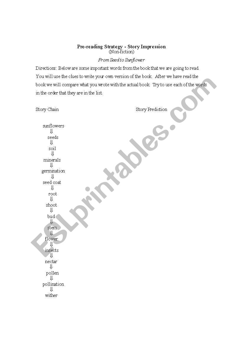 From seeds to sunflower worksheet