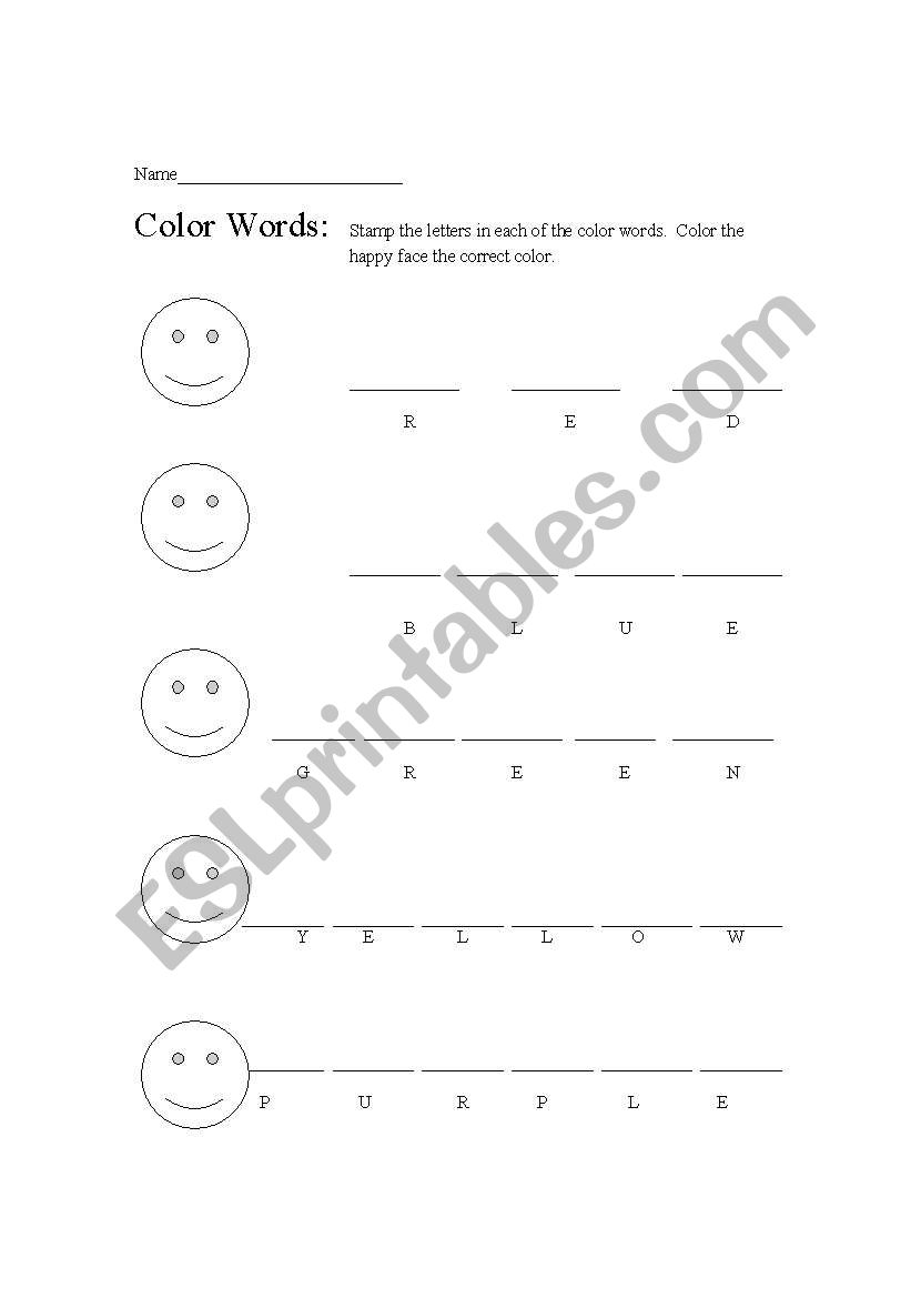 Color Words Stamping Activity worksheet