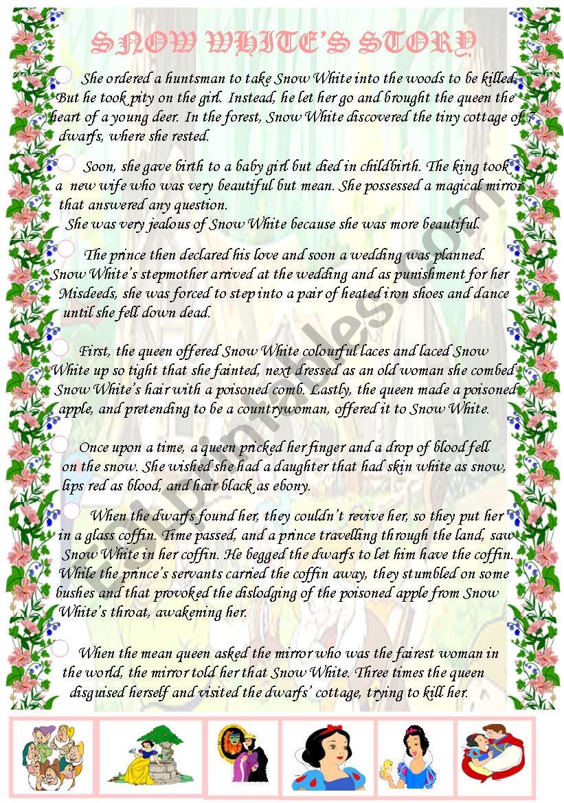 Snow White´s Story Esl Worksheet By Vale A 