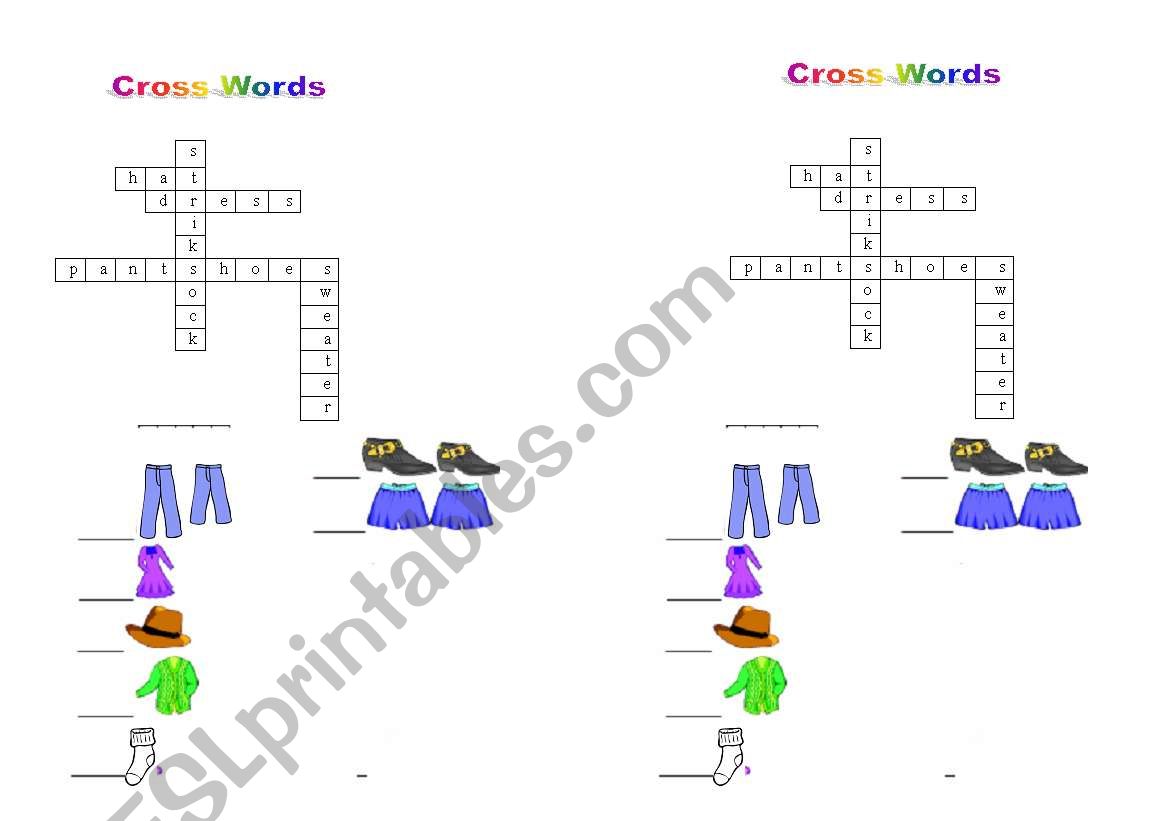 Cross Words worksheet