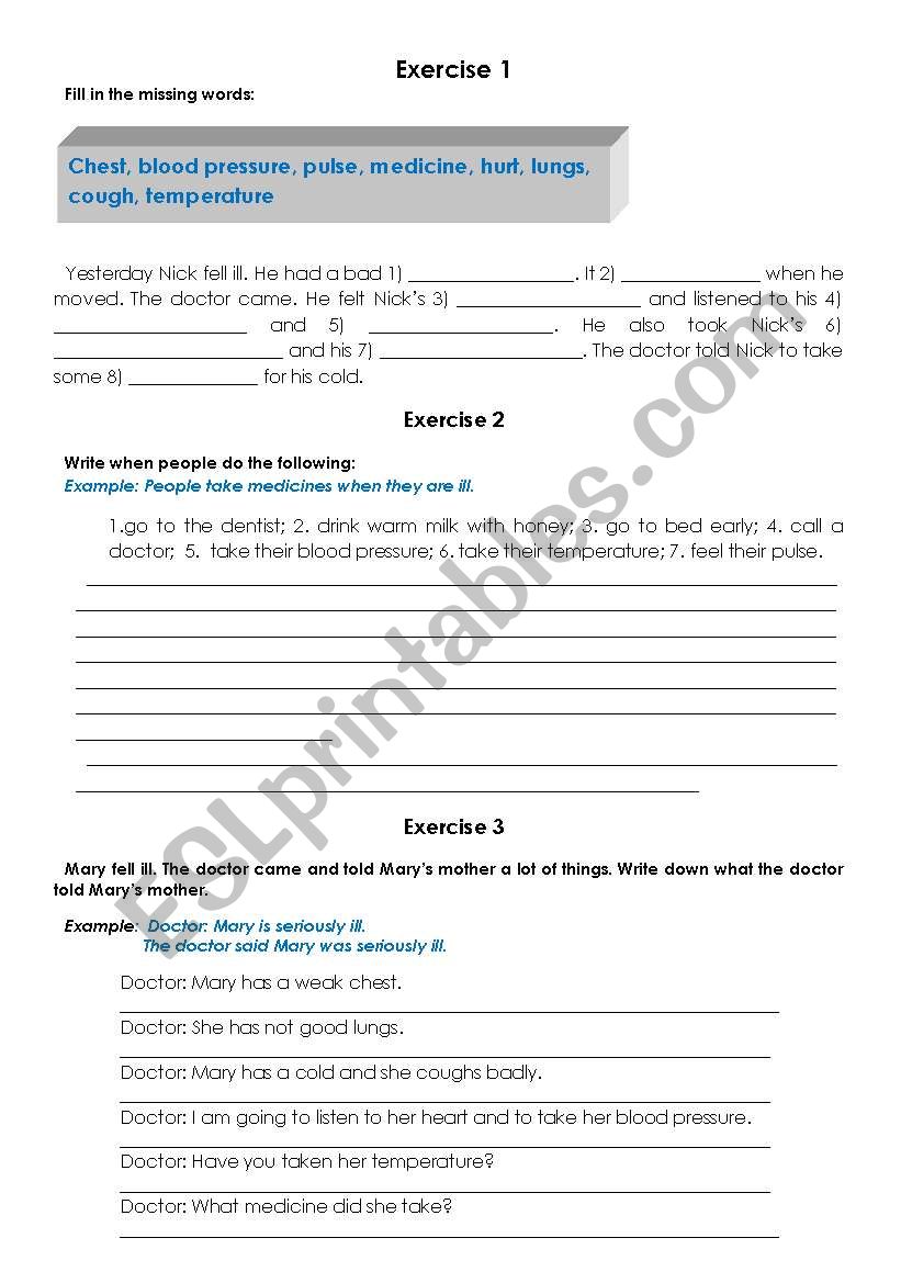 Health and Body Care worksheet