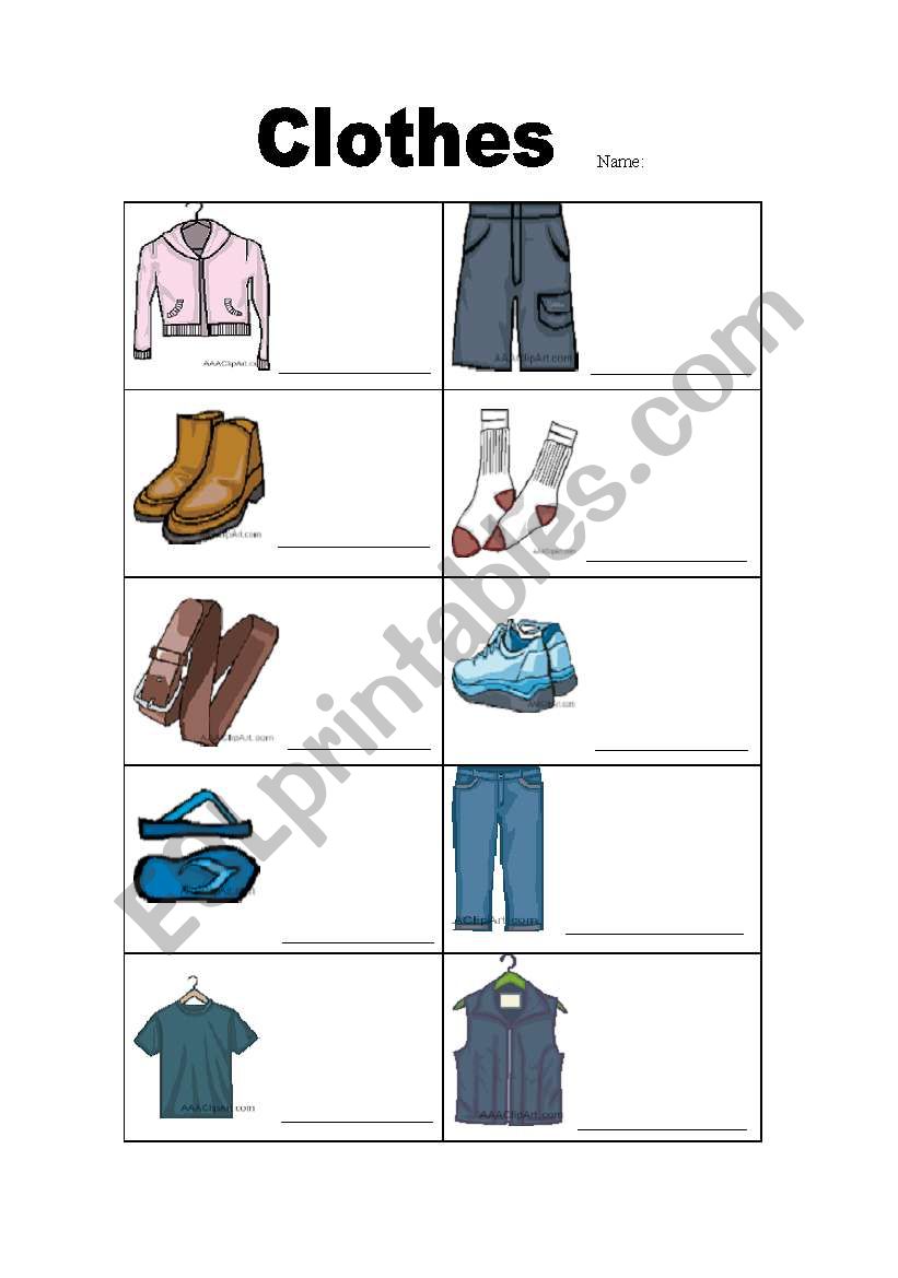 English worksheets: Clothes Vocabulary Worksheet
