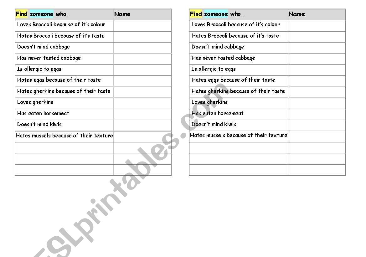 Find Someone Who... worksheet