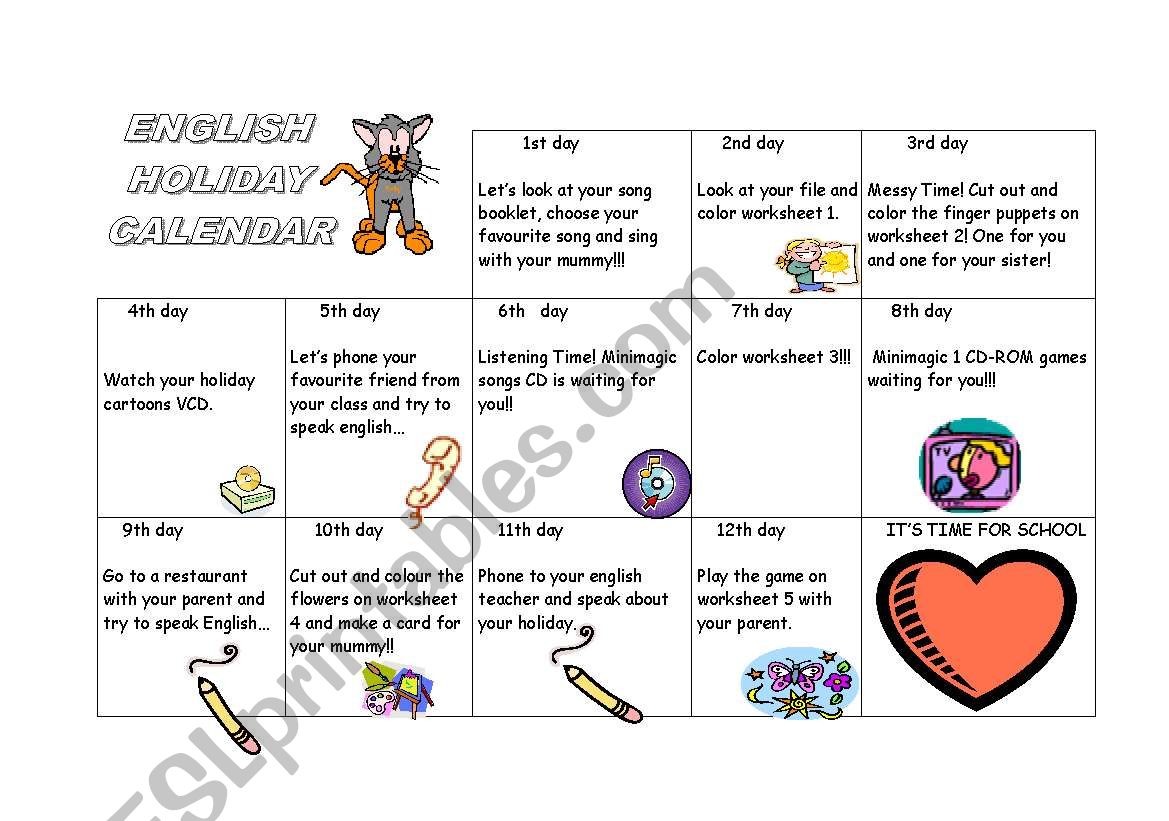 mid -term calender worksheet