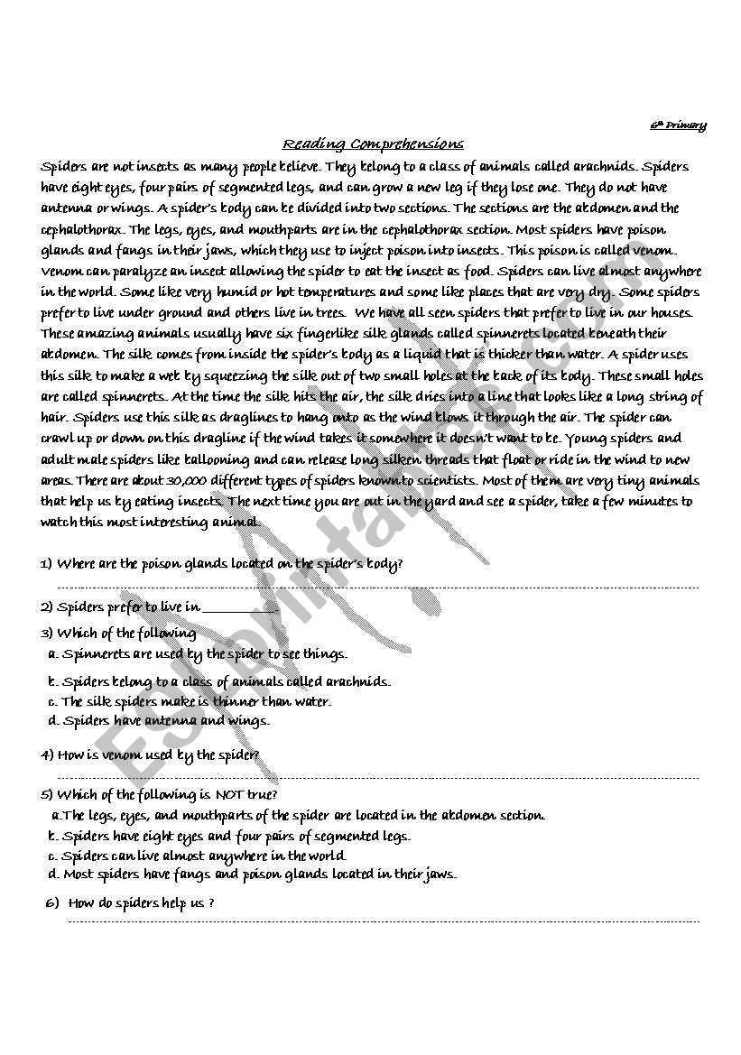 Reading Comprehensions worksheet