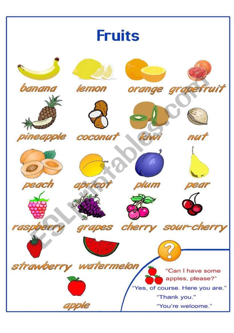 Fruits worksheet