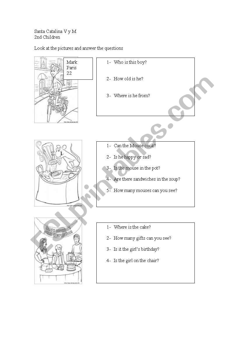 picture comprehension worksheet