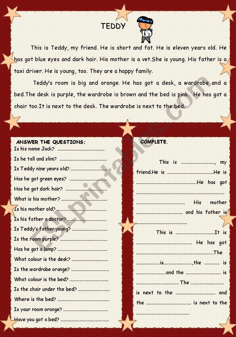 TEDDY worksheet