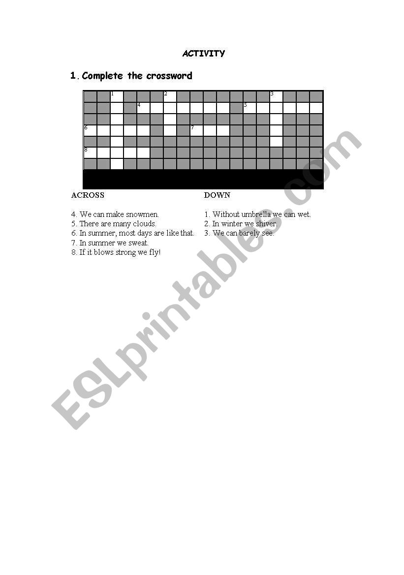 Weather worksheet