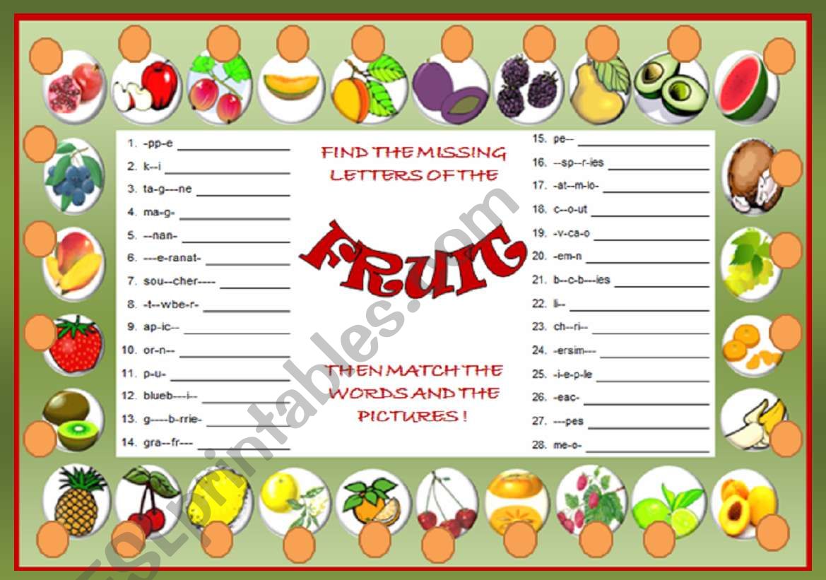 fruts worksheet