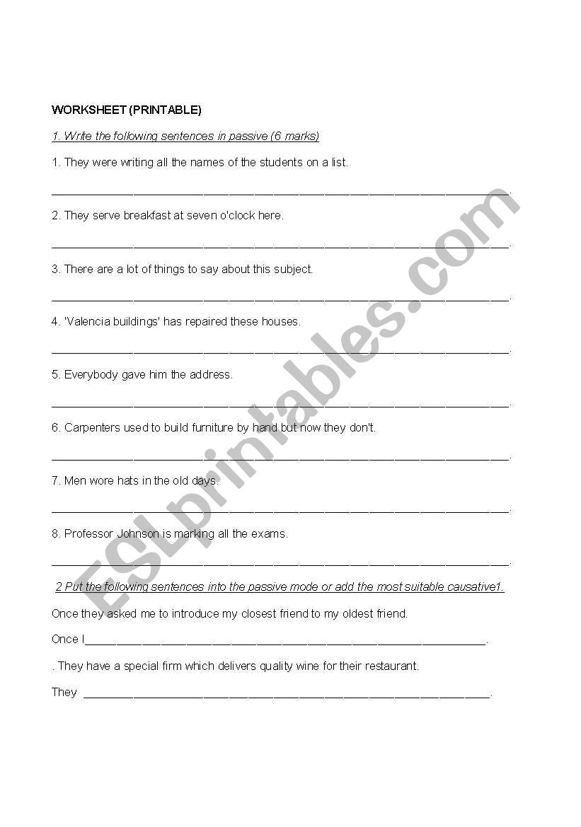 active passvie worksheet